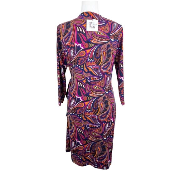 Anne Klein Dress Women 14 Pink African Violet Combo Surplice V-Neck 3/4 Sleeve - Picture 3 of 14